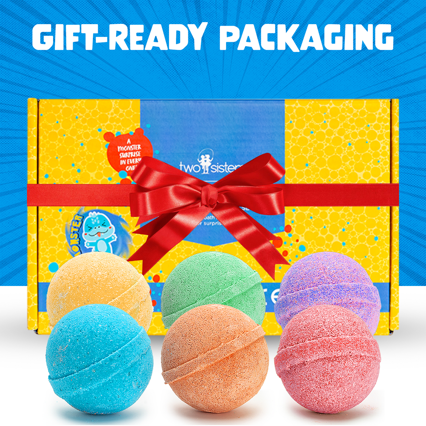 Monster Bath Bombs for Kids with Surprise Toys Inside (6 Pack)