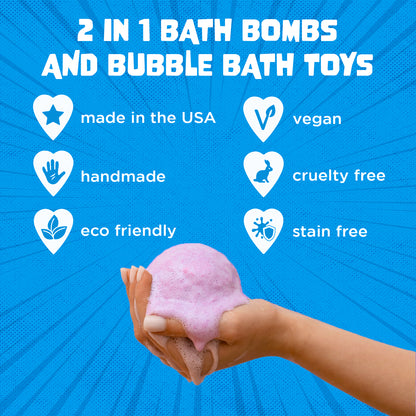 Monster Bath Bombs for Kids with Surprise Toys Inside (6 Pack)