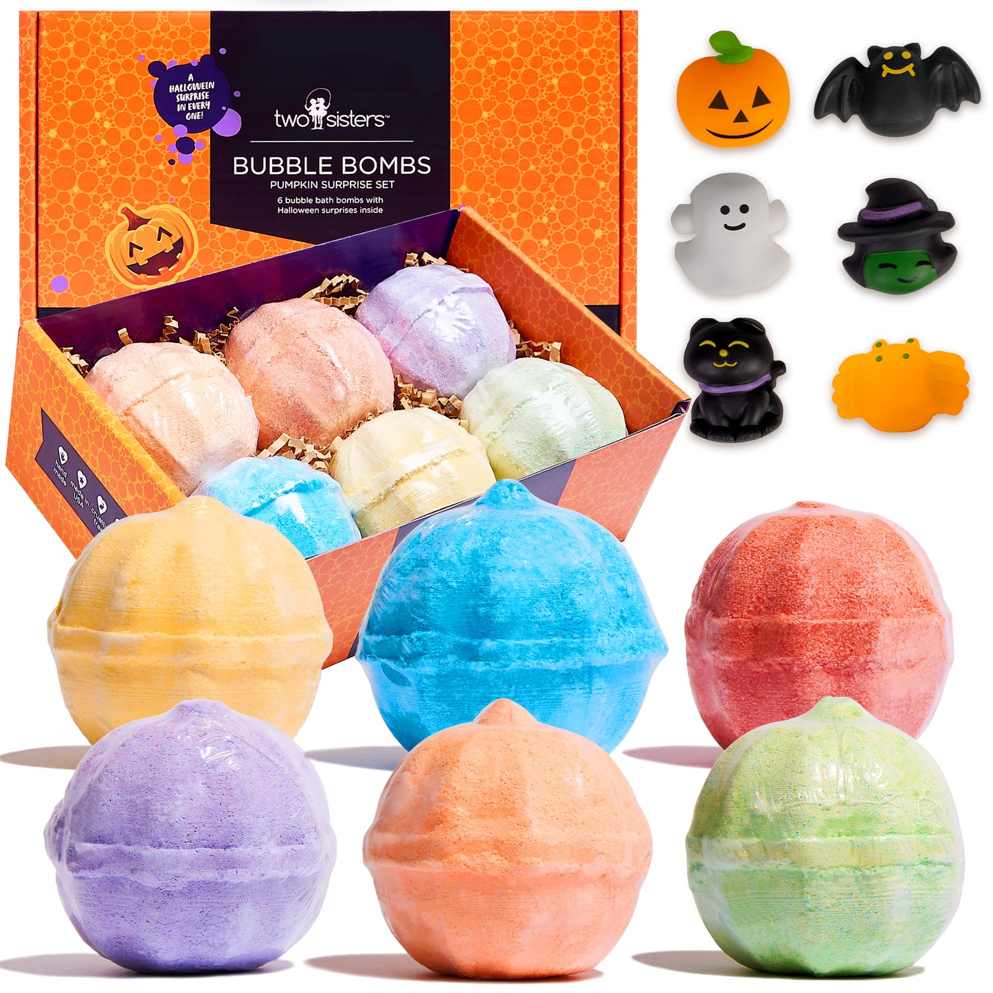 6 Pumpkin Halloween Bubble Bath Bombs Set