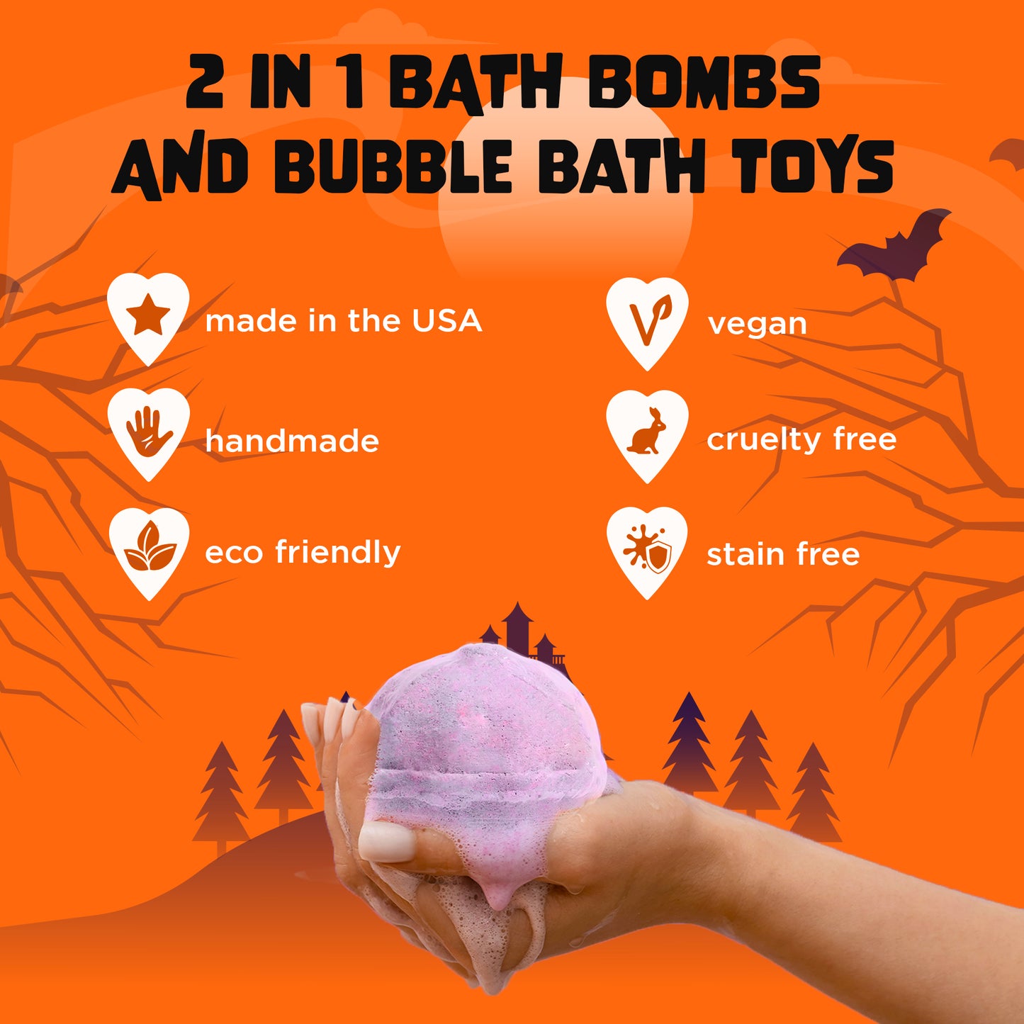6 Pumpkin Halloween Bubble Bath Bombs Set