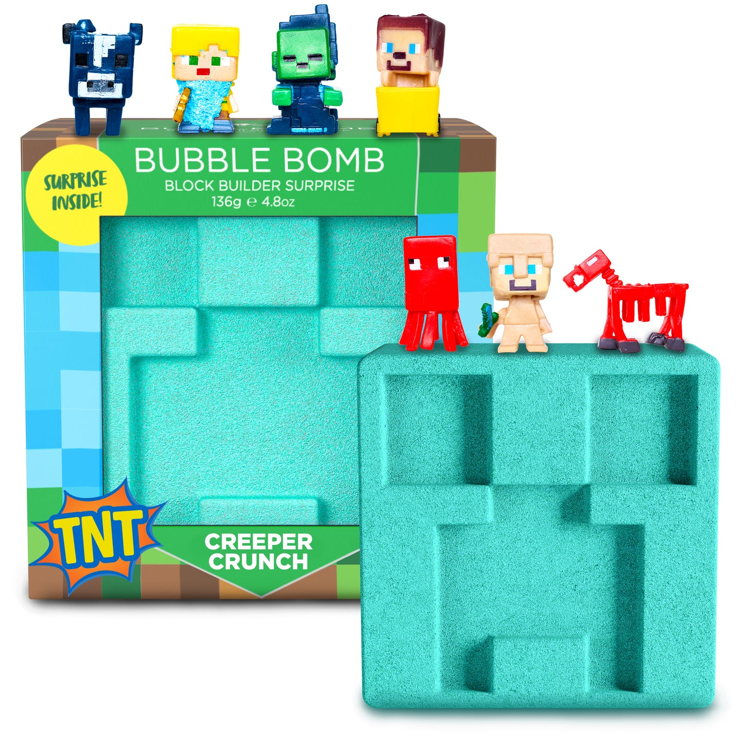 Block Builder TNT Bath Bomb for Kids with Surprise Toys Inside (1 Pack)