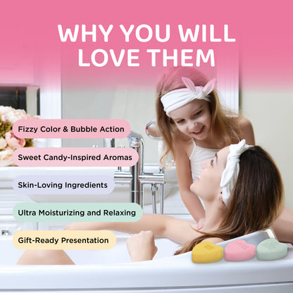 Candy Hearts Bath Bombs (3 Pack) - Two Sisters Spa