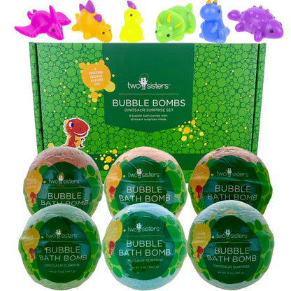 6 Dinosaur Surprise Bubble Bath Bombs Set