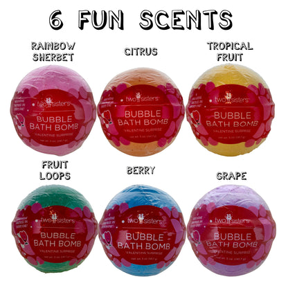 6 Valentine Surprise Bubble Bath Bombs Set